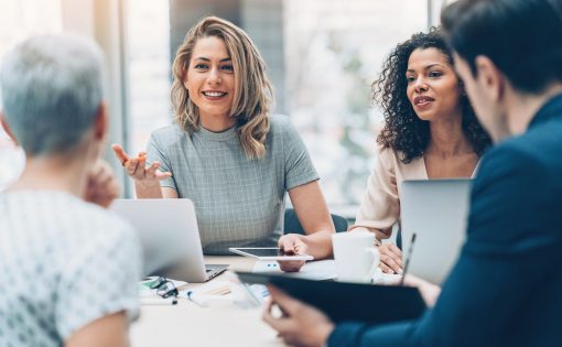 Female manager discussing business Group of people on a business meeting